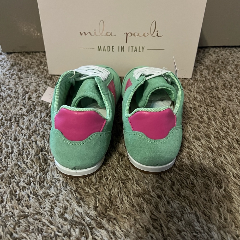 Mila Paoli Aqua and Fuchsia Sneakers - 9 - Picture 5 of 7